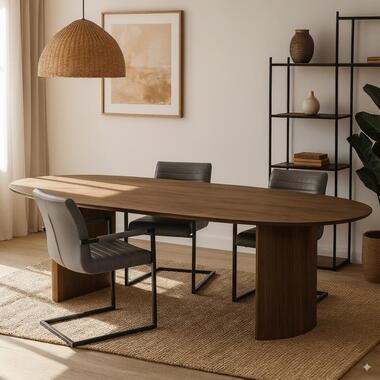 Mangohoutonline - Eettafel Chiara 180x100cm Walnoot Rechthoekig - Bruin - Mahom