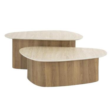 Hoyz Collection - Salontafel Romano Driehoekig - Keramisch Travertin - Set van 2 product