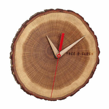 TFA boomschijf/boomstam wandklok - eikenhout - naturel - Dia 18 cm product