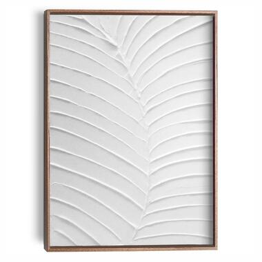 Schilderij met reliëf – walnootkleur Bladnerven - 40x30cm - Wit product