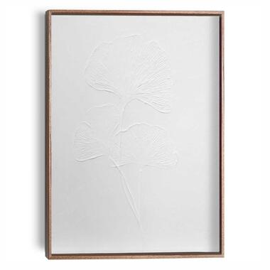 Schilderij met reliëf – walnootkleur Gingkobladeren - 40x30cm product