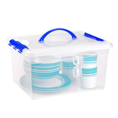Plasticforte Opbergbox met deksel - blauw - 12L - kunststof product