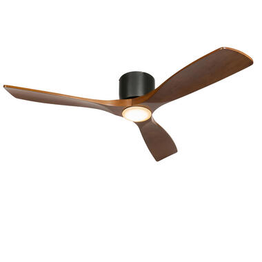 Qazqa plafondventilatoren jerri bruin geïntegreerde led product
