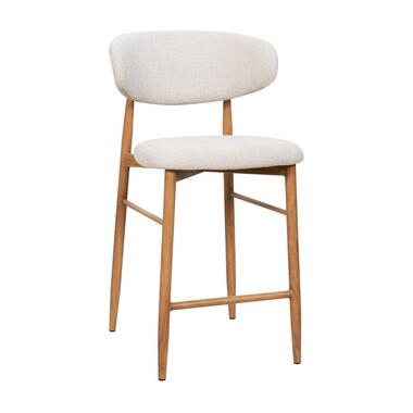 Barstoel - Beige/Naturel - Zithoogte 65cm - 55x52x94cm - Alexia - Set van 2