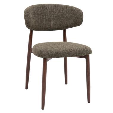 Eetkamerstoel - Groen/Walnoot - Zithoogte 47cm - 54x52x78cm - Alexia - Set van 2