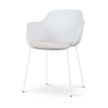Nolon Nora-Liz Eetkamerstoel Wit - Beige Kussen - Witte Poten product