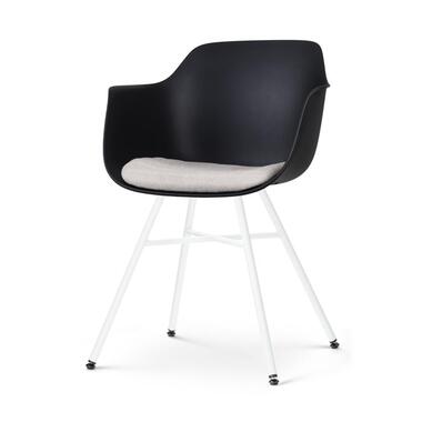 Nolon Noa-Liz Eetkamerstoel Zwart - Beige Kussen - Witte Poten product
