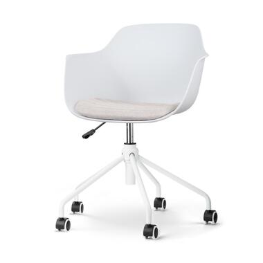 Nolon Nout-Liz Bureaustoel Wit - Beige Kussen - Wit Onderstel product