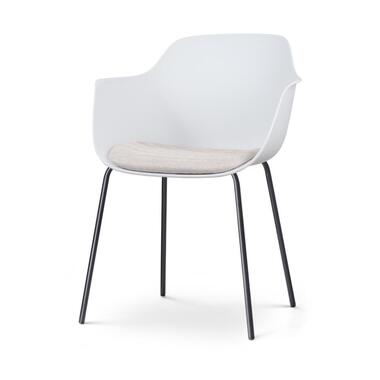 Nolon Nora-Liz Eetkamerstoel Wit - Beige Kussen - Zwarte Poten product