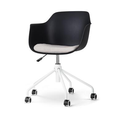 Nolon Nout-Liz Bureaustoel Zwart - Beige Kussen - Wit Onderstel product