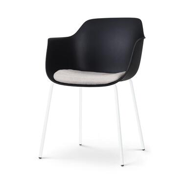 Nolon Nora-Liz Eetkamerstoel Zwart - Beige Kussen - Witte Poten product