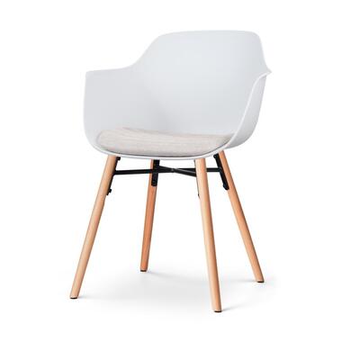 Nolon Nena-Liz Eetkamerstoel Wit - Armleuning - Beige Kussen product