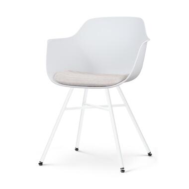 Nolon Noa-Liz Eetkamerstoel Wit - Beige Kussen - Witte Poten product