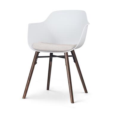 Nolon Nena-Liz Eetkamerstoel Wit - Beige Kussen - Walnoot product