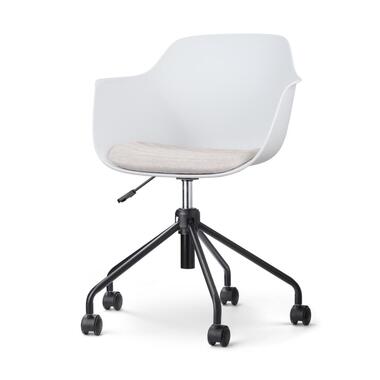 Nolon Nout-Liz Bureaustoel Wit - Beige Kussen - Zwart Onderstel product