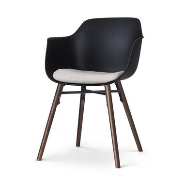 Nolon Nena-Liz Eetkamerstoel Zwart - Beige Kussen - Walnoot product