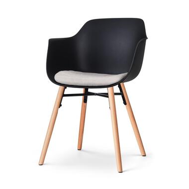 Nolon Nena-Liz Eetkamerstoel Zwart - Armleuning - Beige Kussen product