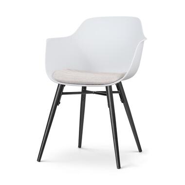 Nolon Nena-Liz Eetkamerstoel Wit - Beige - Zwarte Houten Poten product