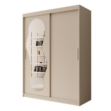 Meubella - Kledingkast Ulysses - Beige - 150 cm - Met spiegel product
