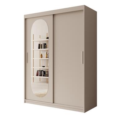 Meubella - Kledingkast Bodhi - Beige - 150 cm - Met spiegel product