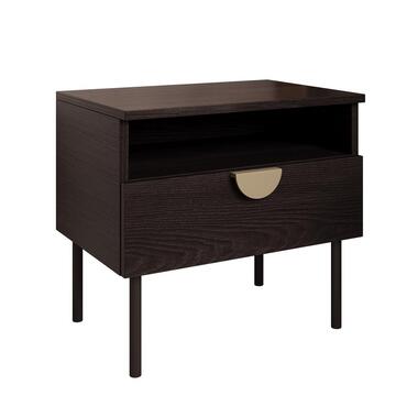 Meubella - Nachtkastje Monor - Zwart eiken - 50 cm - Set van 2 product