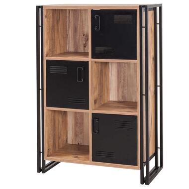 Boekenkast Sapphire - 89x35x127cm - 3 deuren - zwart metaal/eikdecor product