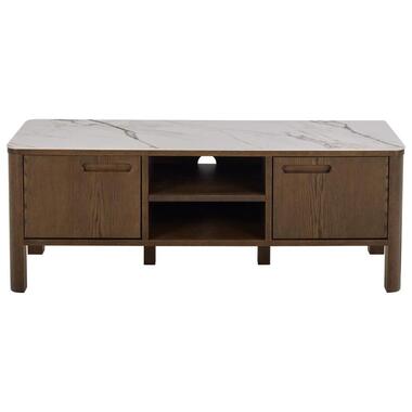 Tv-Meubel - Beige Keramiek - Walnoot - 120x40x45cm - Wilven product