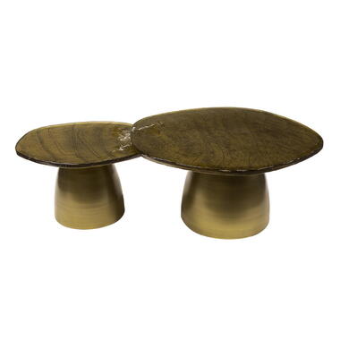 Salontafel Goud Metaal/Glas - 80x70x40cm - Eclipse product