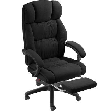 tectake Bureaustoel Jillien met voetsteun en veloursbekleding, Zwart product
