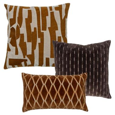 WOOOD Isai Kussens - Katoen - Bruin - Set van 3 product