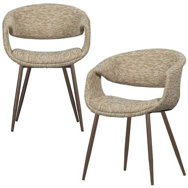 WOOOD Yossi Eetkamerstoelen Met Metalen Koper Poot - Zand - Set van 2 product