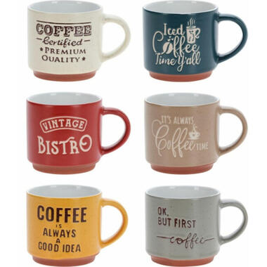 Siaki Koffiemokken - set van 6x stuks - aardewerk - 260 ml product