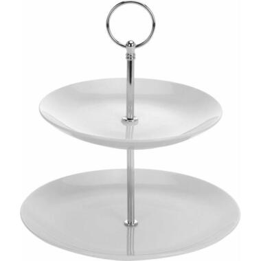 Excellent Houseware Etagere - porselein - 2-laags - met handvat product