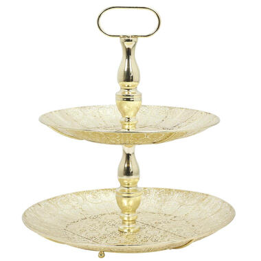 Home Deco Factory Etagere 2 laags - goud - metaal - 39 x 43 cm product