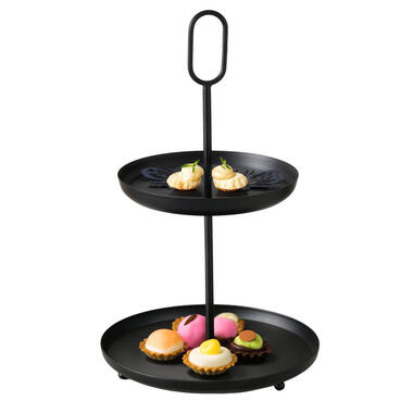 Boltze Etagere 2-laags - zwart - RVS - H34 cm - Hightea/tapas product