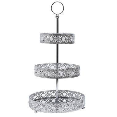 Home Deco Factory Etagere 3 laags - zilver - metaal - 25 x 46 cm product