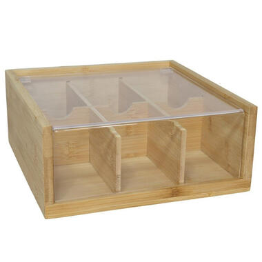 Gerimport Theedoos - bruin - 6-vaks - hout - 21 x 9 - met deksel product
