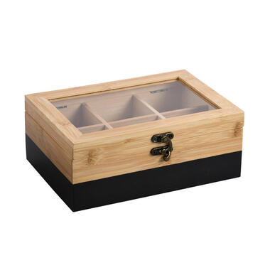 Kesper Theedoos - 6-vaks - zwart - bamboe - 21x15x9 cm - theekist product