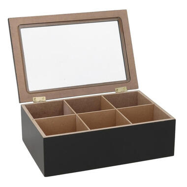 Gerimport Theedoos - 6-vaks - hout - 16 x 24 cm - met deksel product