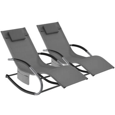 tectake Ligstoel Taya, ergonomisch, schommelfunctie, Grijs product