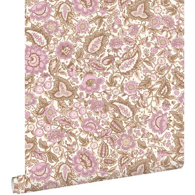 ESTAhome behang - vintage bloemen - bruin en paars - 50 x 900 cm - 131495 product