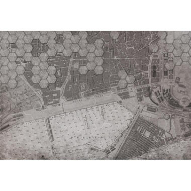 Sanders & Sanders fotobehang vintage wereldkaart grijs - 424 x 280 cm