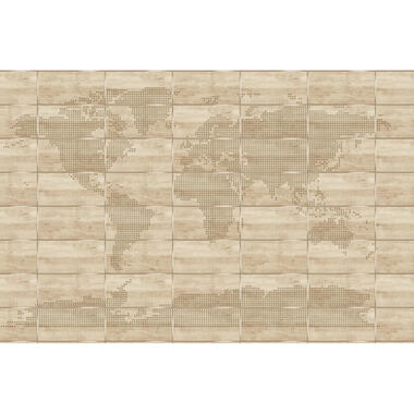 Sanders & Sanders fotobehang - wereldkaart - beige - 424 x 280 cm - 640946 product