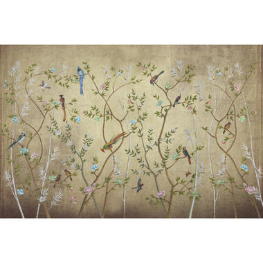 Sanders & Sanders fotobehang - bloemen en vogels - beige - 424 x 280 cm - 640940 product