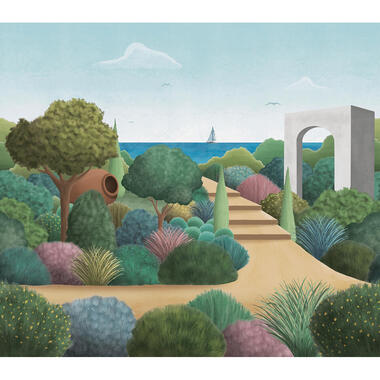 Sanders & Sanders fotobehang - landschap met water - groen en meerkleurig product
