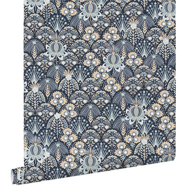 ESTAhome behang - vintage bloemen in art nouveau stijl - blauw - 50 x 900 cm product