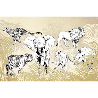 Sanders & Sanders fotobehang - jungle dieren - beige en zwart wit product