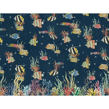 Sanders & Sanders fotobehang - vissen - blauw en meerkleurig - 371 x 280 cm product