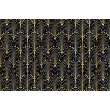 Sanders & Sanders fotobehang - art deco bogen - goud en zwart - 424 x 280 cm product