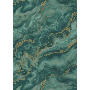 Erismann behang - marmer - groen en goud - 53 cm x 10.05 m - 662370 product